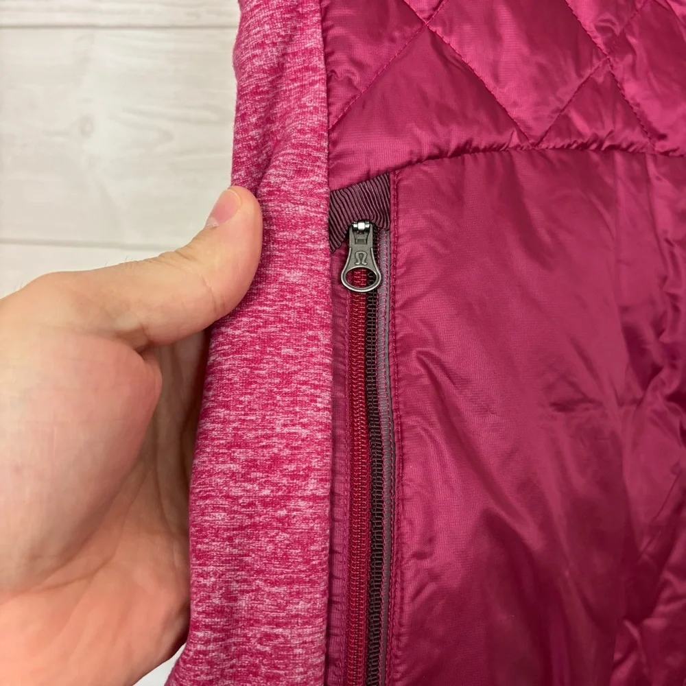 Lululemon Down For a Run Puffer Vest Raspberry Red Size 8 Berry Rumble - Picture 3 of 9